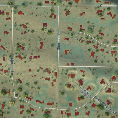 Close-up of the map of Callender, California print showing street and building detail