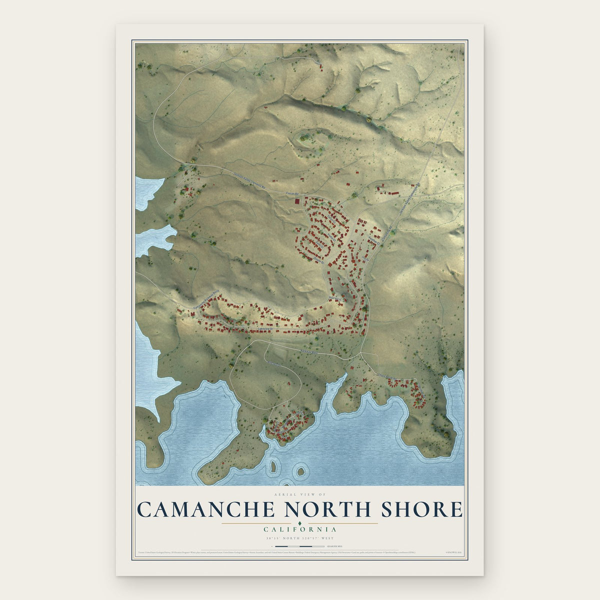Camanche North Shore, California map print, the full design
