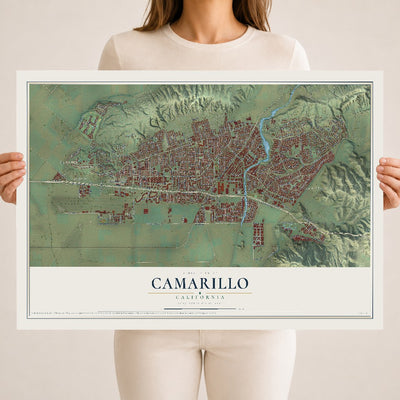 Map of Camarillo, California, 18 x 24 inch unframed archival matte print
