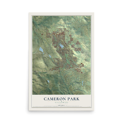 Map of Cameron Park, California, 12 x 18 inch unframed archival matte print