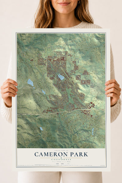 Map of Cameron Park, California, 18 x 24 inch unframed archival matte print