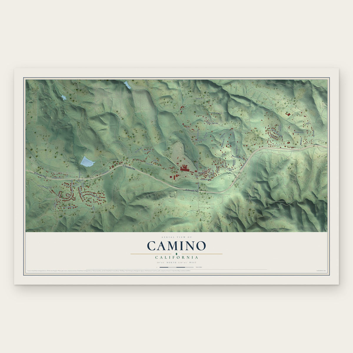 Camino, California map print, the full design