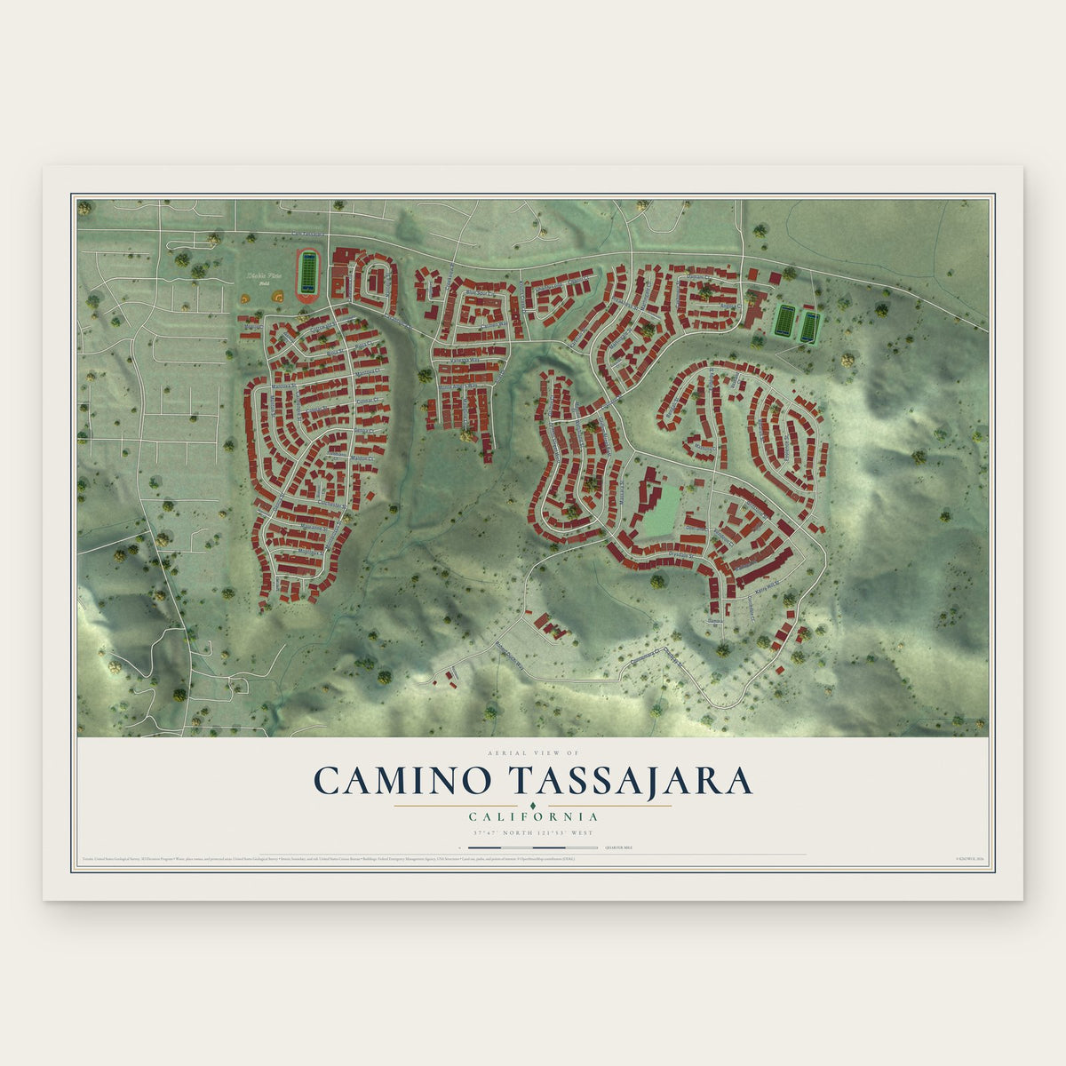 Camino Tassajara, California map print, the full design