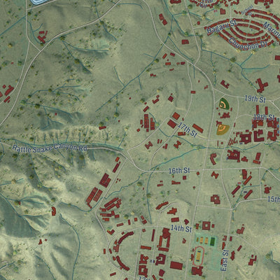 Close-up of the map of Camp Pendleton Mainside, California print showing street and building detail