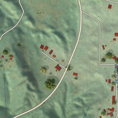 Close-up of the map of Camptonville, California print showing street and building detail
