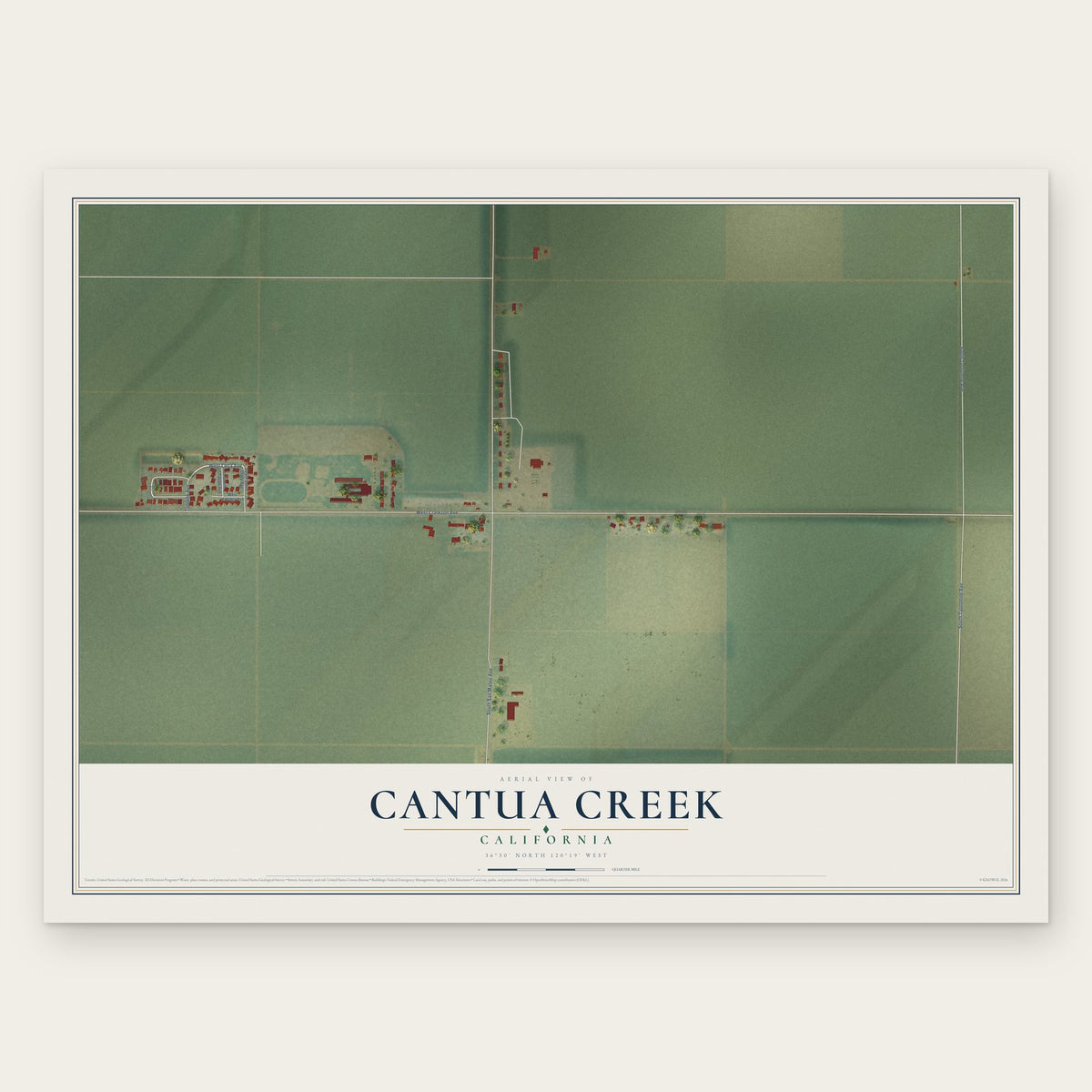 Cantua Creek, California map print, the full design