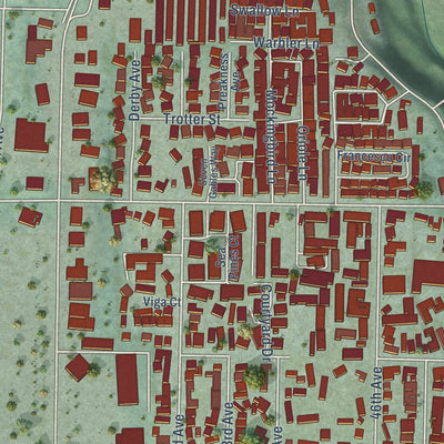 Second close-up of the map of Capitola, California print showing more streets and buildings