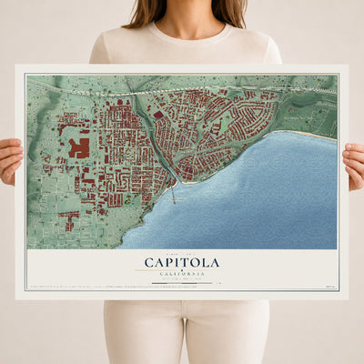 Map of Capitola, California, 18 x 24 inch unframed archival matte print