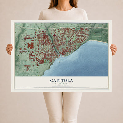 Map of Capitola, California, 24 x 36 inch unframed archival matte print