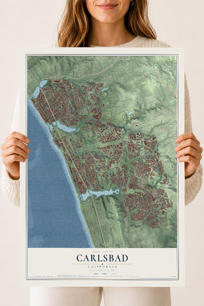 Map of Carlsbad, California, 18 x 24 inch unframed archival matte print