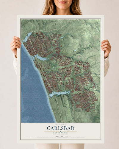 Map of Carlsbad, California, 24 x 36 inch unframed archival matte print