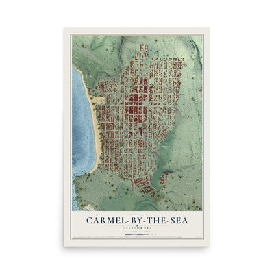 Map of Carmel-by-the-Sea, California, 12 x 18 inch unframed archival matte print