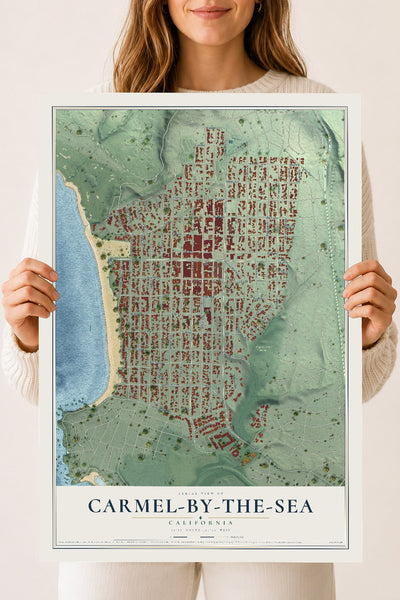 Map of Carmel-by-the-Sea, California, 18 x 24 inch unframed archival matte print