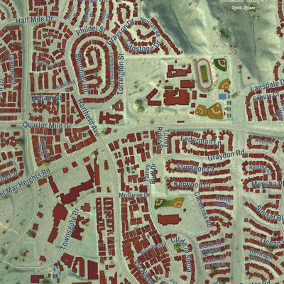 Close-up of the map of Carmel Valley, California print showing street and building detail