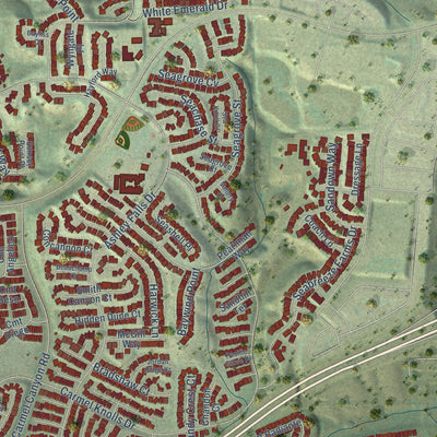 Second close-up of the map of Carmel Valley, California print showing more streets and buildings