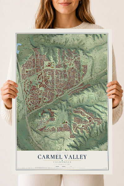 Map of Carmel Valley, California, 18 x 24 inch unframed archival matte print