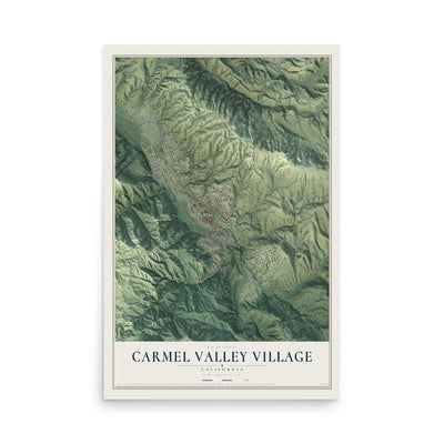 Map of Carmel Valley Village, California, 12 x 18 inch unframed archival matte print