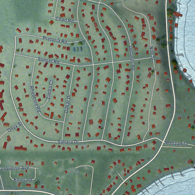 Close-up of the map of Carnelian Bay, California print showing street and building detail