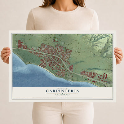 Map of Carpinteria, California, 12 x 18 inch unframed archival matte print