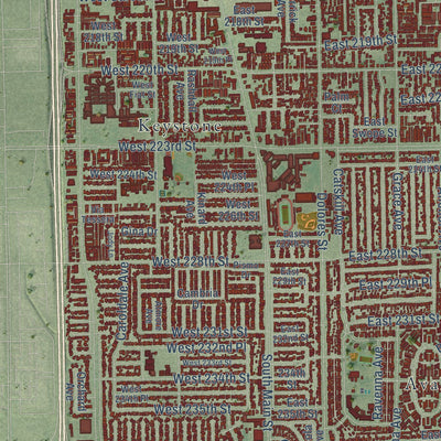Close-up of the map of Carson, California print showing street and building detail