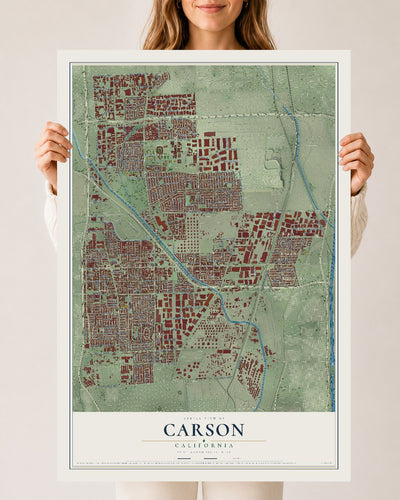 Map of Carson, California, 24 x 36 inch unframed archival matte print