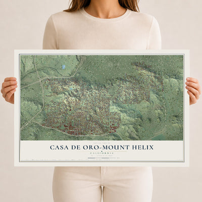 Map of Casa de Oro-Mount Helix, California, 12 x 18 inch unframed archival matte print
