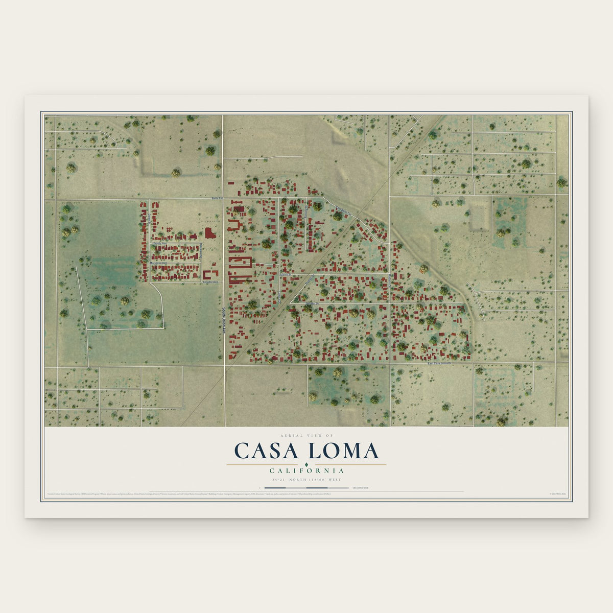 Casa Loma, California map print, the full design