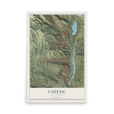 Map of Castaic, California, 12 x 18 inch unframed archival matte print