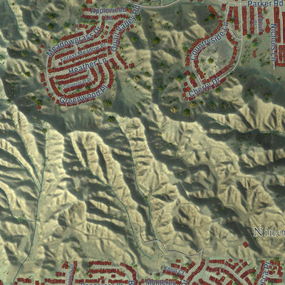 Close-up of the map of Castaic, California print showing street and building detail