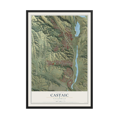 Map of Castaic, California, 12 x 18 inch print in a black wood frame