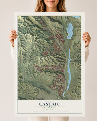 Map of Castaic, California, 24 x 36 inch unframed archival matte print