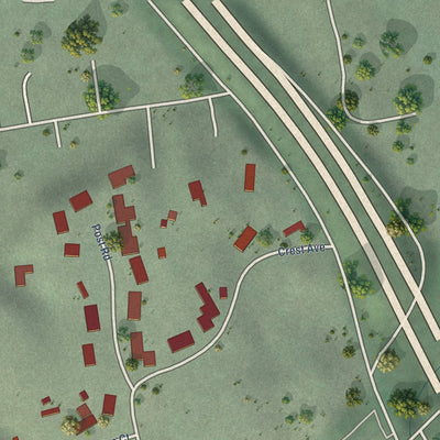 Close-up of the map of Castle Hill, California print showing street and building detail
