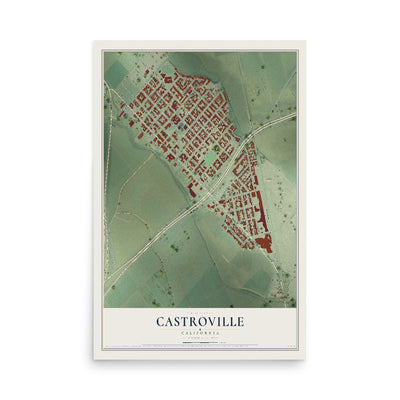 Map of Castroville, California, 12 x 18 inch unframed archival matte print
