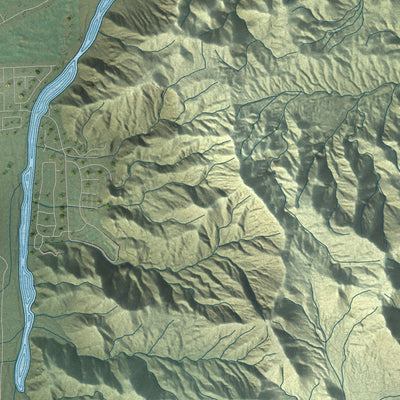 Second close-up of the map of Cathedral City, California print showing more streets and buildings