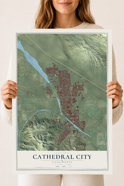 Map of Cathedral City, California, 18 x 24 inch unframed archival matte print