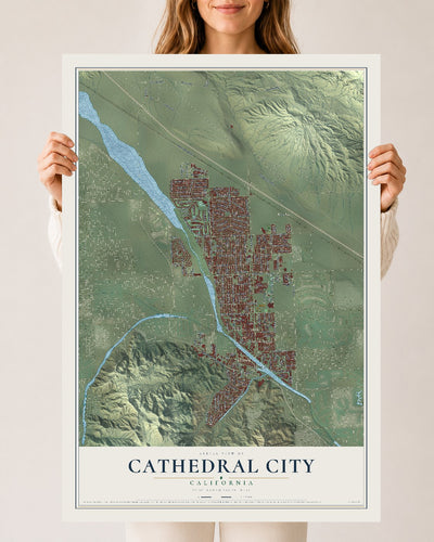 Map of Cathedral City, California, 24 x 36 inch unframed archival matte print