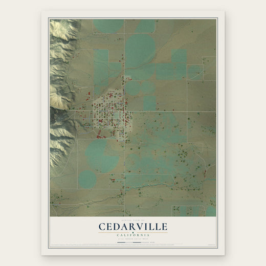 Cedarville, California map print, the full design
