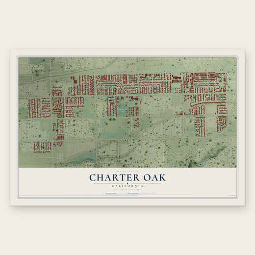 Charter Oak, California map print, the full design