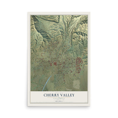 Map of Cherry Valley, California, 12 x 18 inch unframed archival matte print