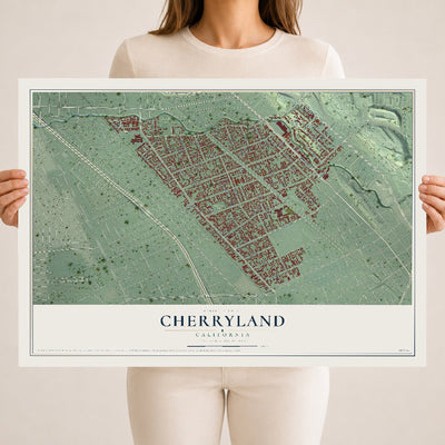 Map of Cherryland, California, 18 x 24 inch unframed archival matte print