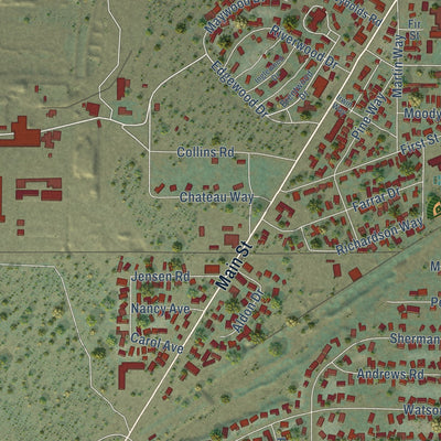 Close-up of the map of Chester, California print showing street and building detail