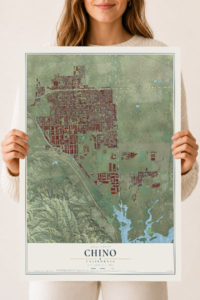 Map of Chino, California, 18 x 24 inch unframed archival matte print