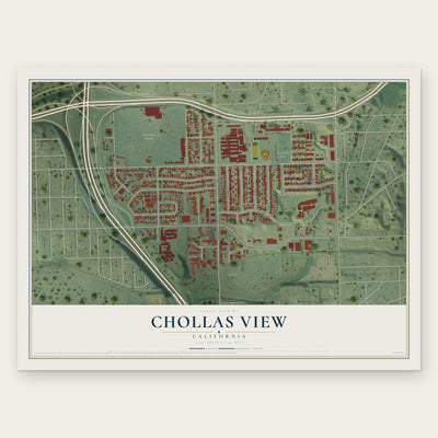 Chollas View, California map print, the full design