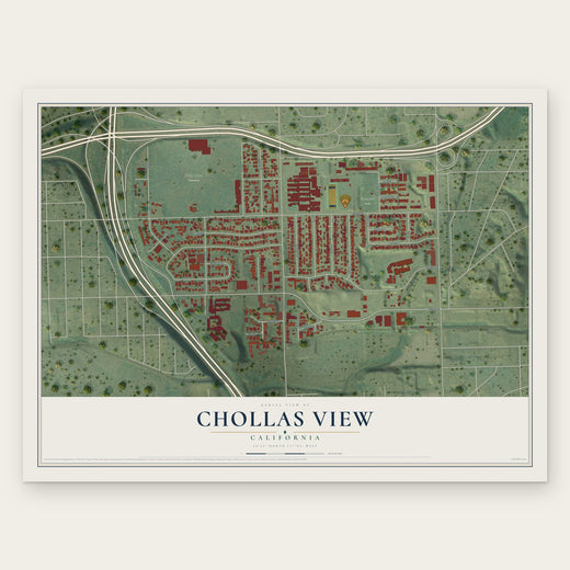 Chollas View, California map print, the full design