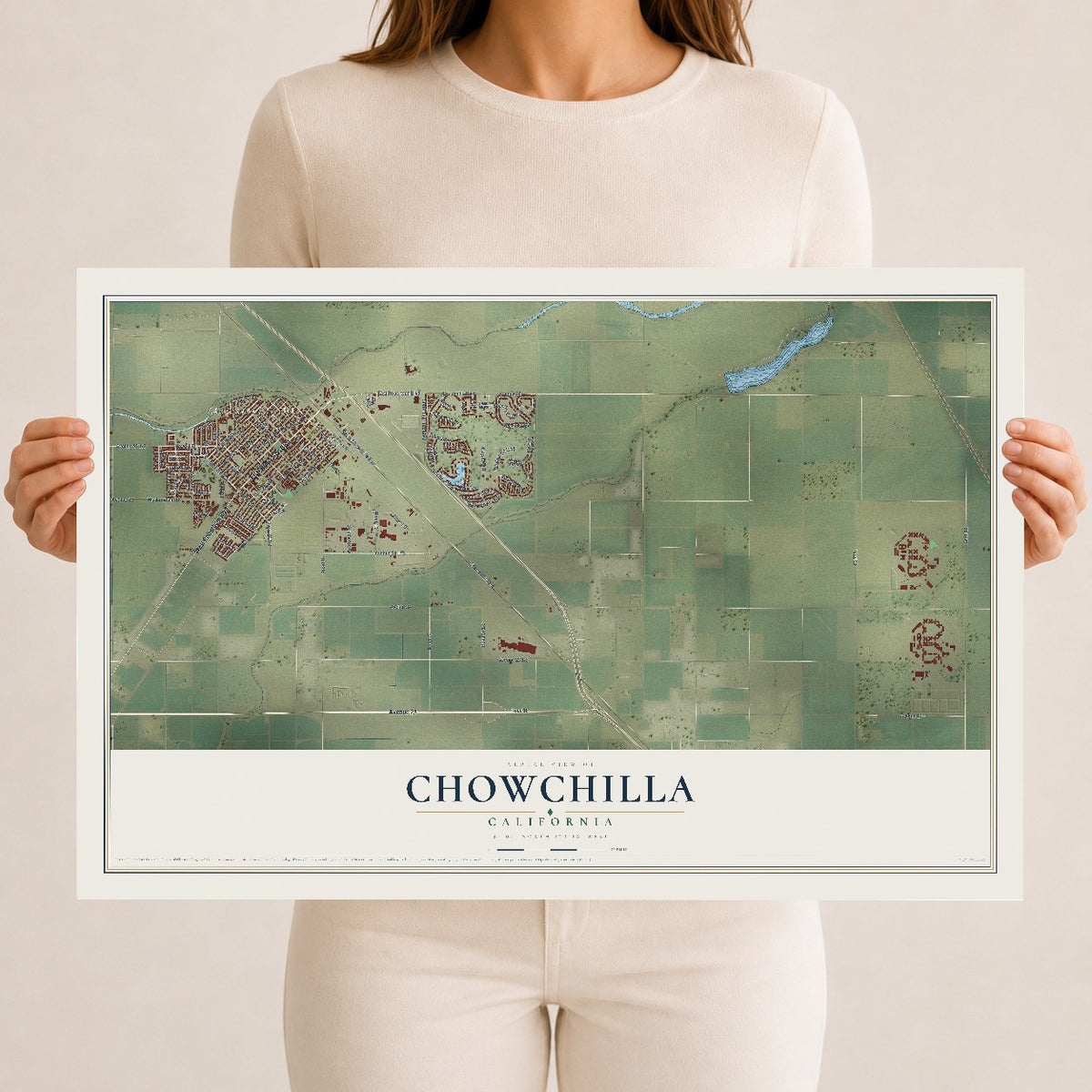 Map of Chowchilla, California, 12 x 18 inch unframed archival matte print