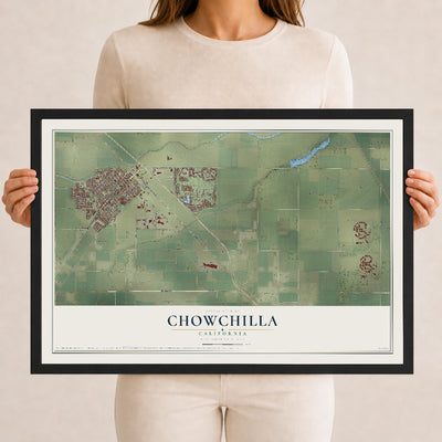 Map of Chowchilla, California, 12 x 18 inch print in a black wood frame