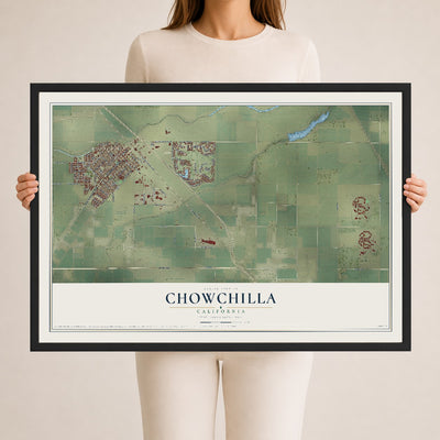 Map of Chowchilla, California, 24 x 36 inch print in a black wood frame