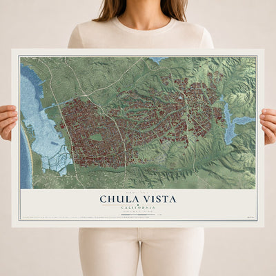 Map of Chula Vista, California, 18 x 24 inch unframed archival matte print