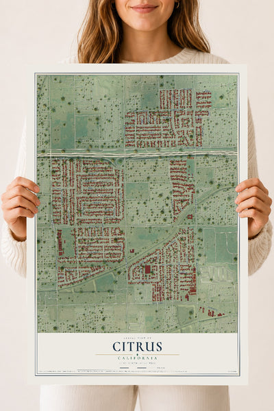 Map of Citrus, California, 18 x 24 inch unframed archival matte print