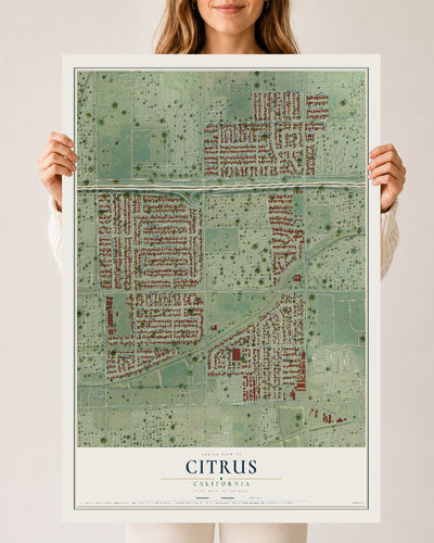 Map of Citrus, California, 24 x 36 inch unframed archival matte print